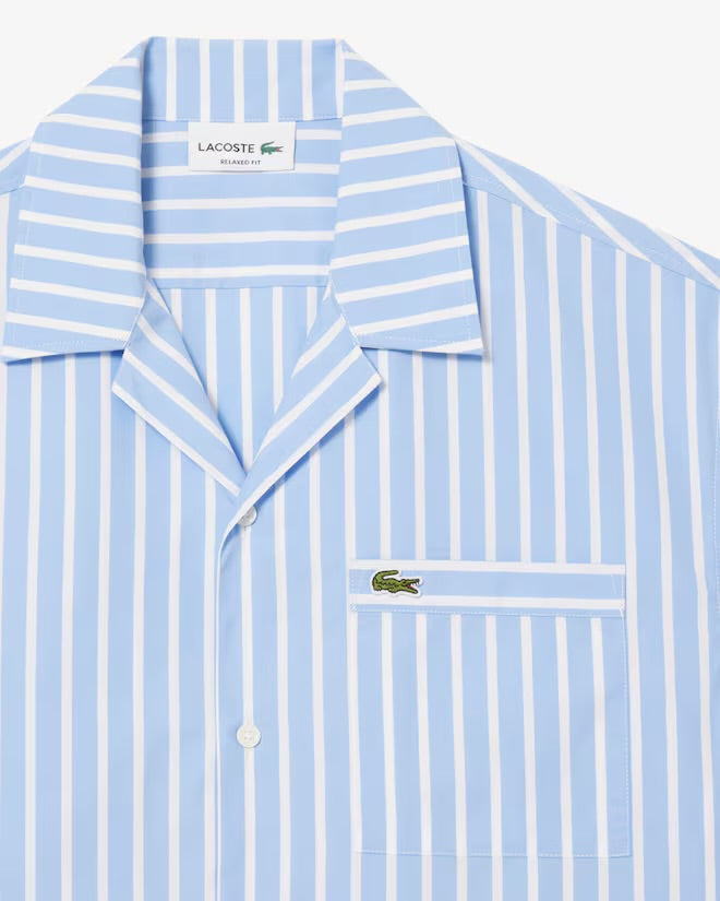 Lacoste Relaxed Fit Shirt Striped - Light Blue/White