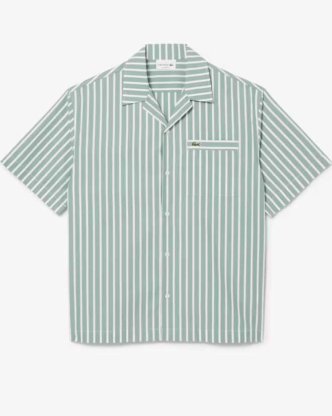 Lacoste Relaxed Fit Shirt Striped - Light Green/White