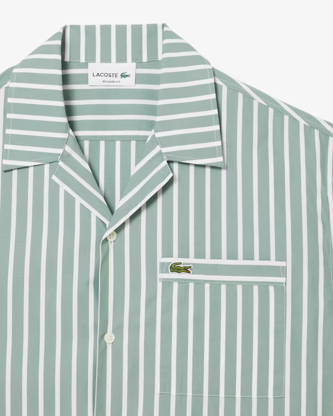 Lacoste Relaxed Fit Shirt Striped - Light Green/White