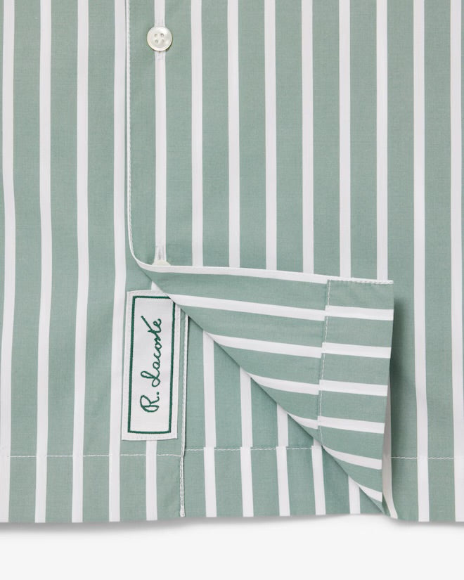Lacoste Relaxed Fit Shirt Striped - Light Green/White