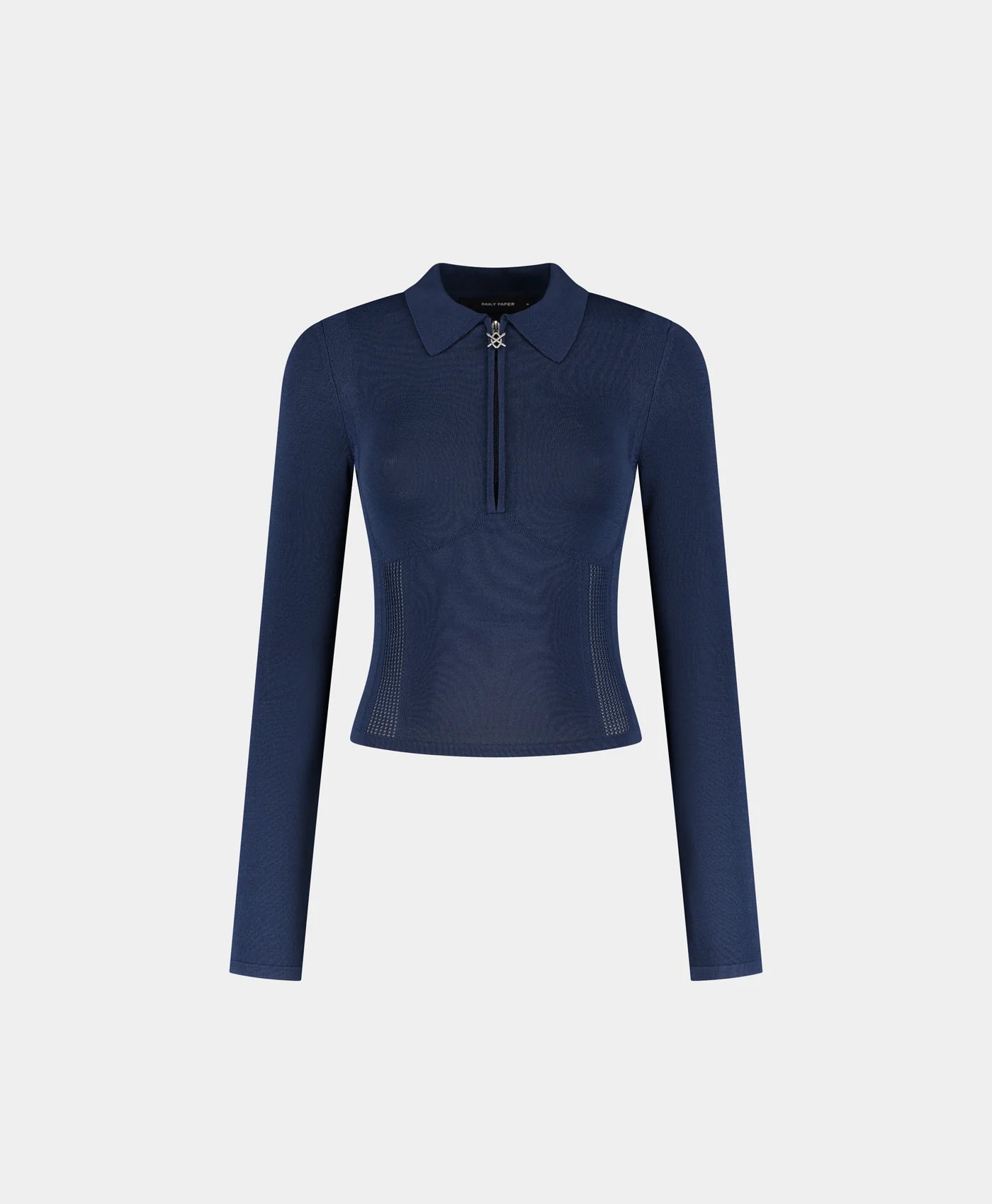 Daily Paper Zip Knit Polo Ls - Blue