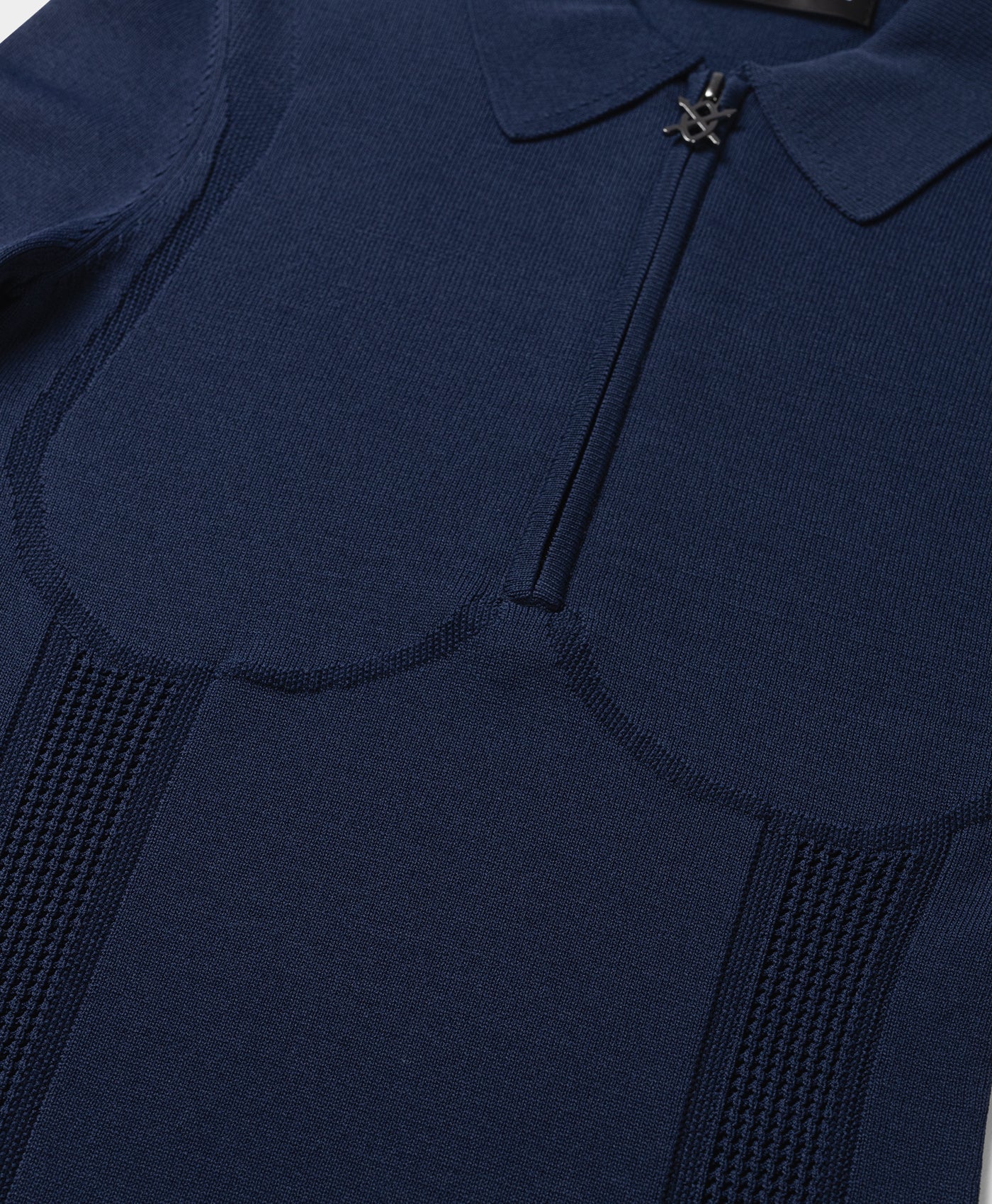 Daily Paper Zip Knit Polo Ls - Blue