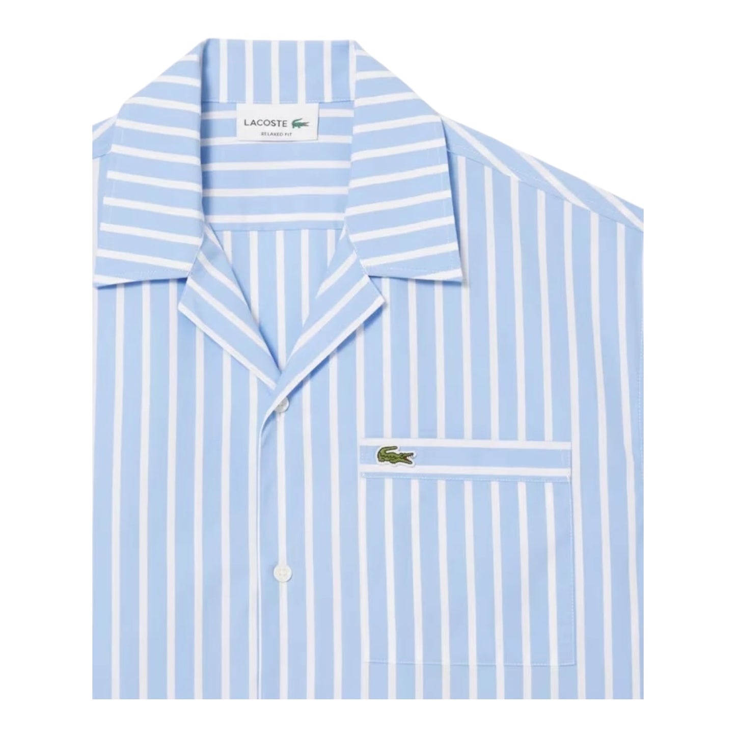 Lacoste Relaxed Fit Shirt Striped - Light Blue/White