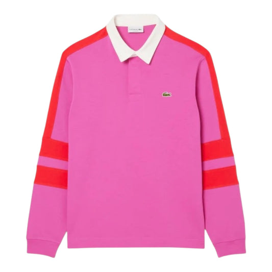 Lacoste Classic fit colorblock rugby polo shirt - pink