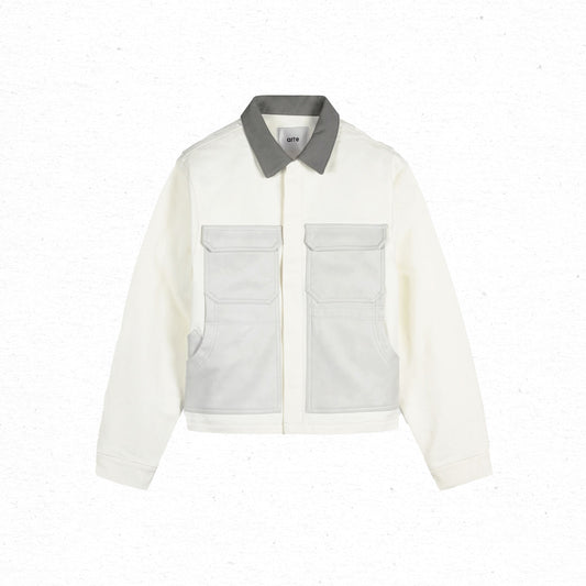 arte John Contrast Jacket - Cream/Grey