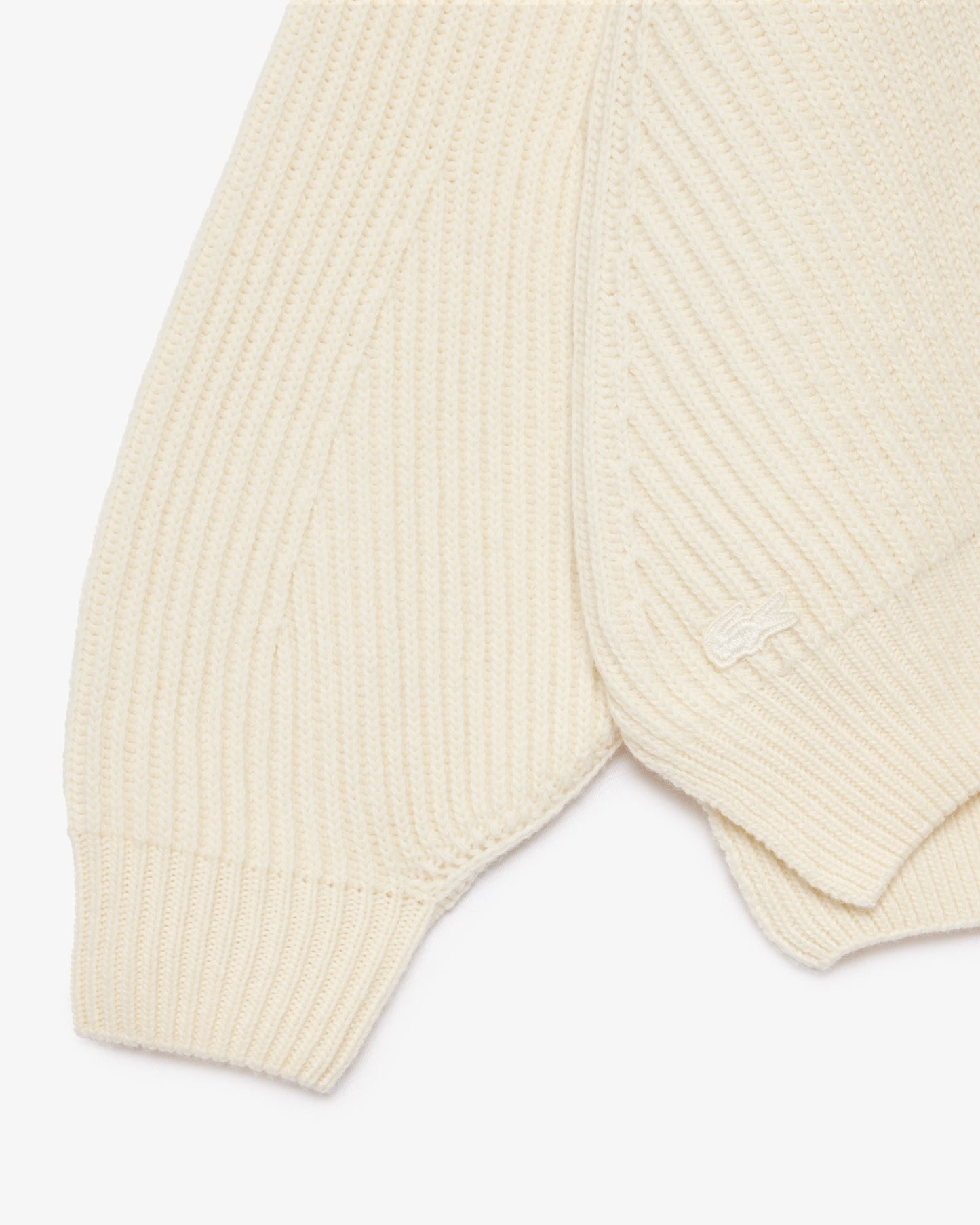 Lacoste Wool Pullover Seed Stitch Pattern - White