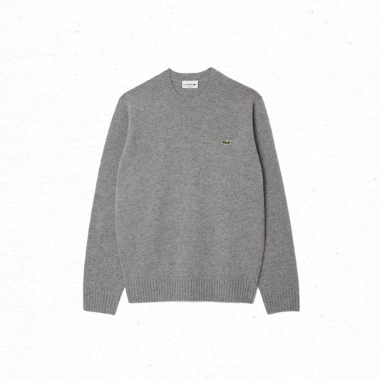 Lacoste 3D Cashmere Crew Neck Knit Sweater - Grey