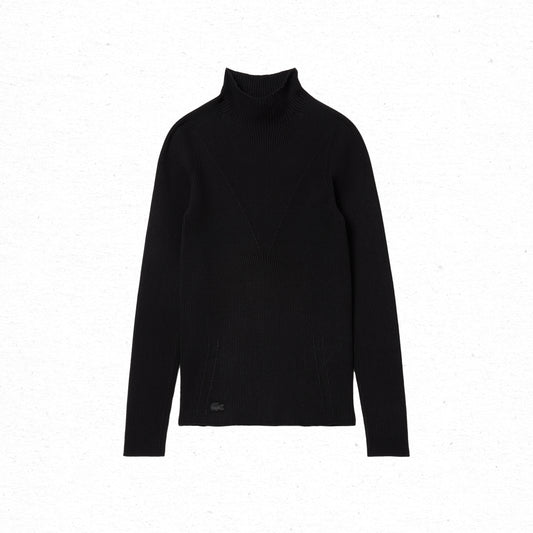 Lacoste High-neck 3D Ribbed Knit Sweater - Black