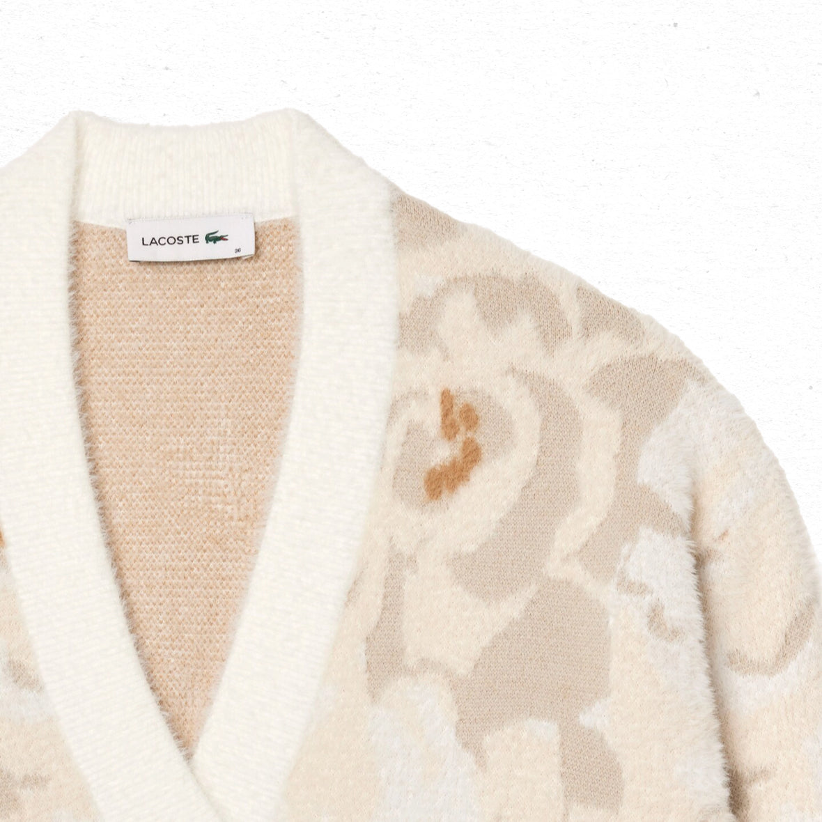 Lacoste Jacquard Knit Cardigan - Floral White