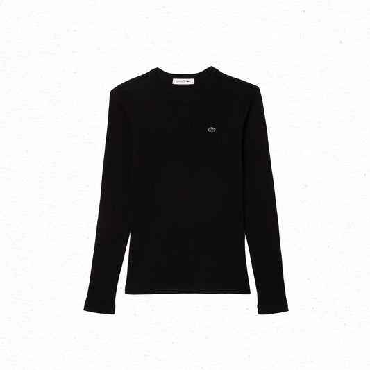 Lacoste Rib Long Sleeve T-Shirt  - Black