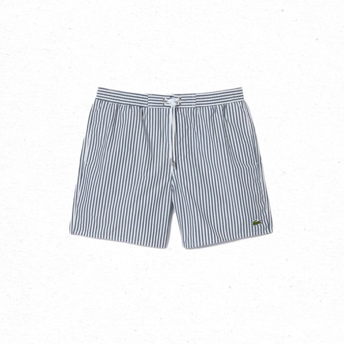 Lacoste Stripe Swim Trunks - Navy/White