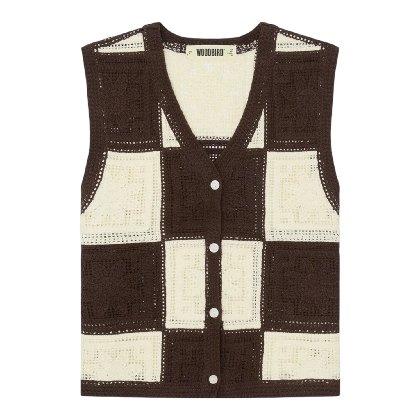 Woodbird WBLau Crochet Vest - Brown-Off White