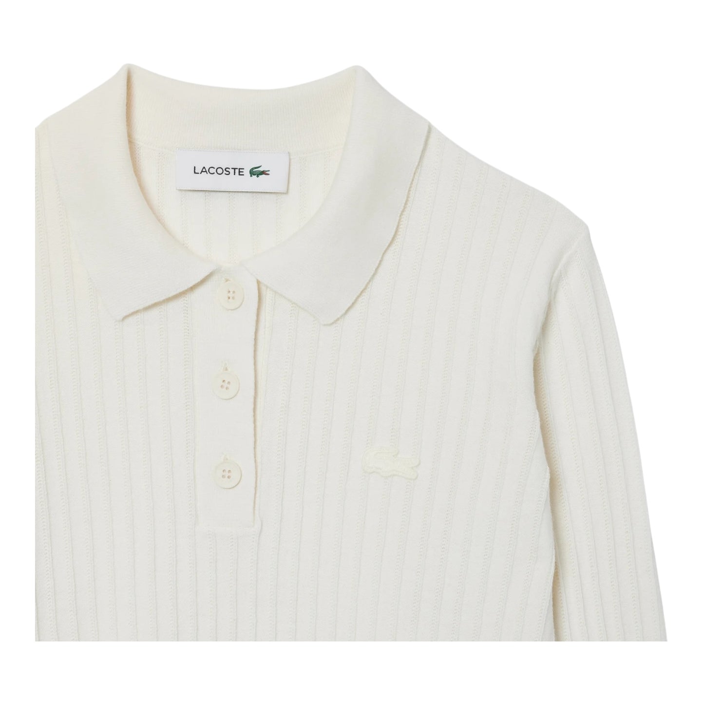 Lacoste Regular Fit Ribbed Knit Polo Shirt - White