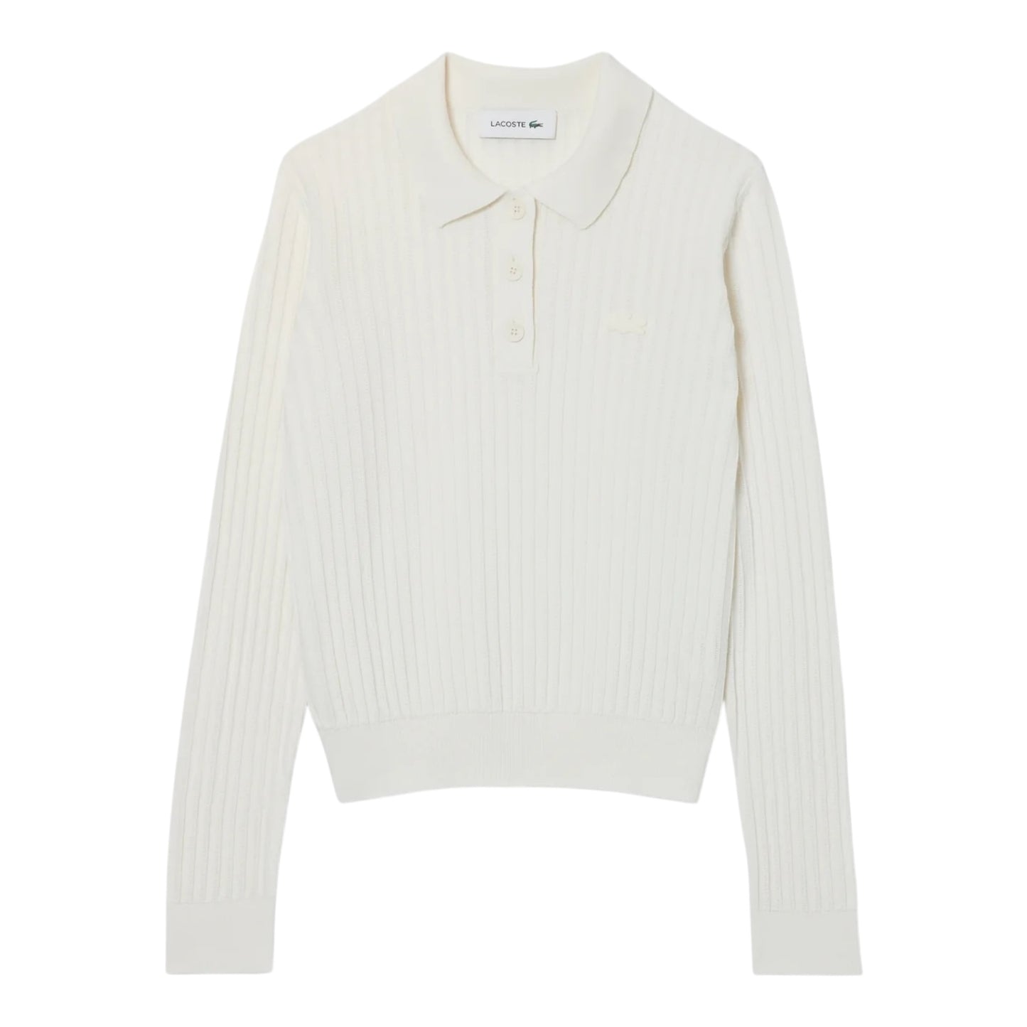 Lacoste Regular Fit Ribbed Knit Polo Shirt - White