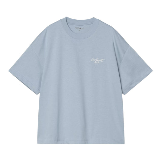 Carhartt WIP S/S Signature Script T-Shirt - Frosted Blue / White