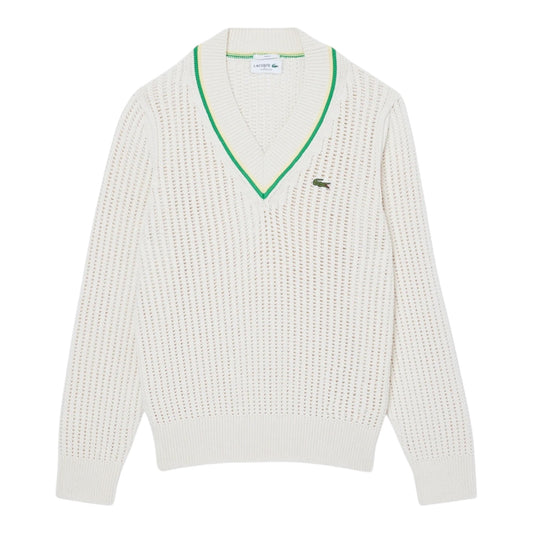 Lacoste V-neck tennis sweater - Cream