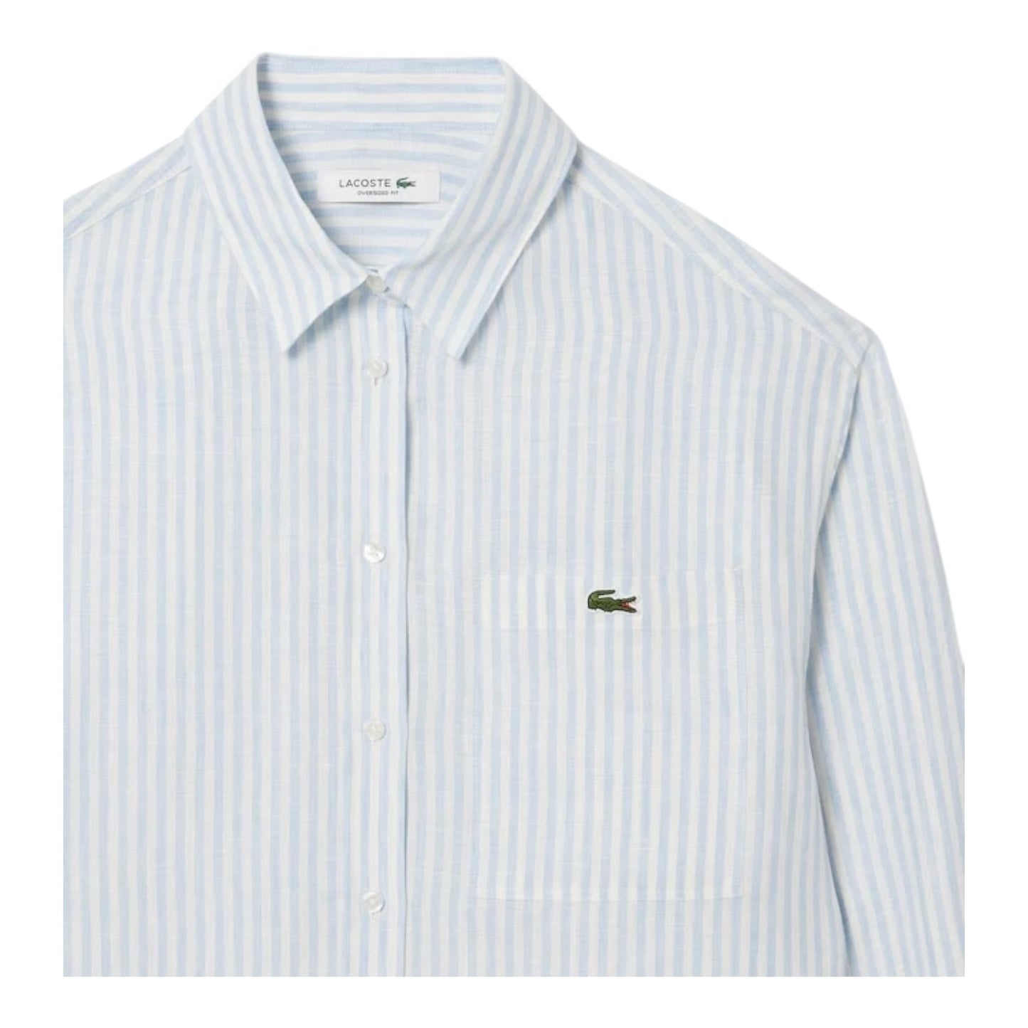 Lacoste Striped oversized linen shirt - Blue / White
