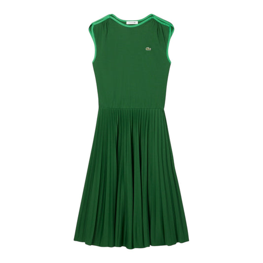 Lacoste Sleeveless Pleated Dress - Green
