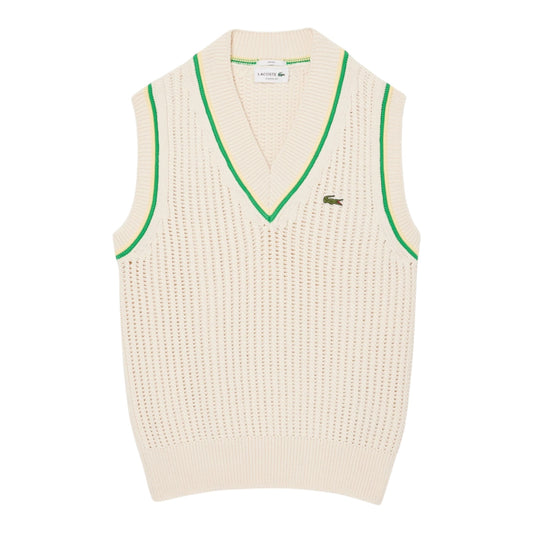 Lacoste Sleeveless Crochet Sweater - Cream