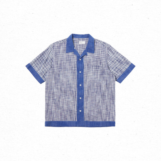 Universal Works Border Road Shirt - Navy/Blue Ocean