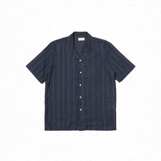 Universal Works Road Shirt Stripe - Navy